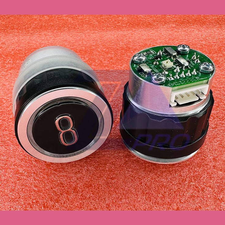 Кнопочный модуль "8" зеленая подсветка D4DUG  WELM-1101 ID:54502536.4 TRP000075 Schindler 7000